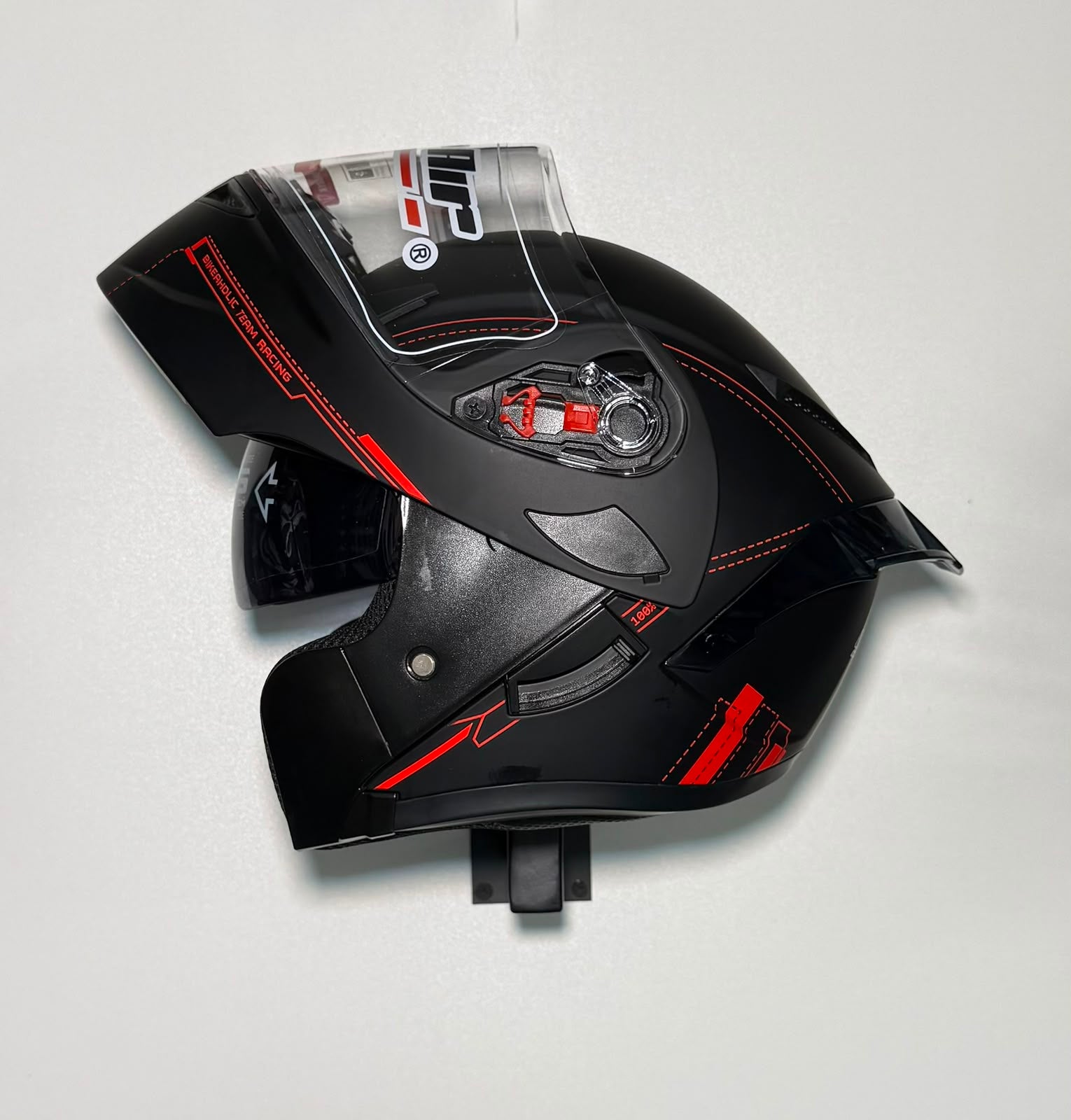 Super Air SP-902 Bikeaholic Team Racing Black helmet top view showing ventilation