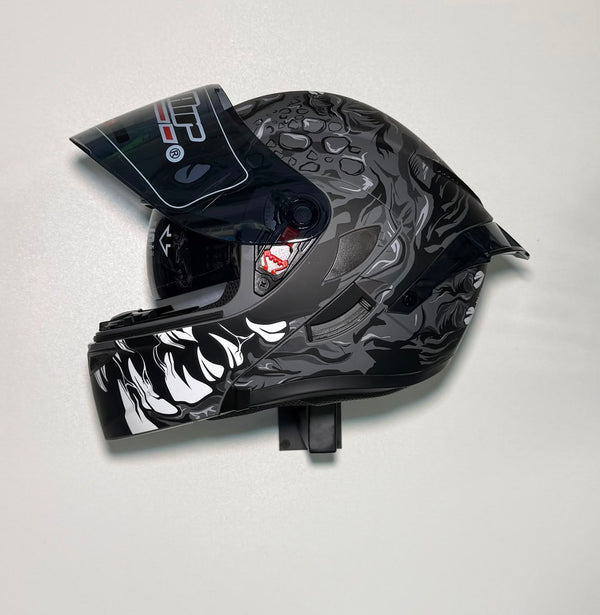 Super Air SP-002 Tatsu Black helmet side view with open visor