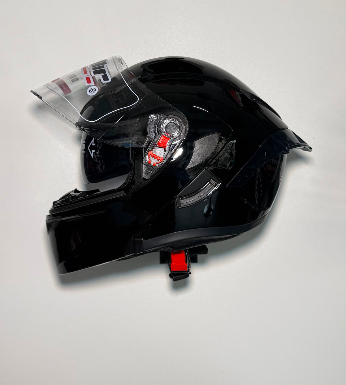 Super Air SP-902 Black helmet side view with open visor