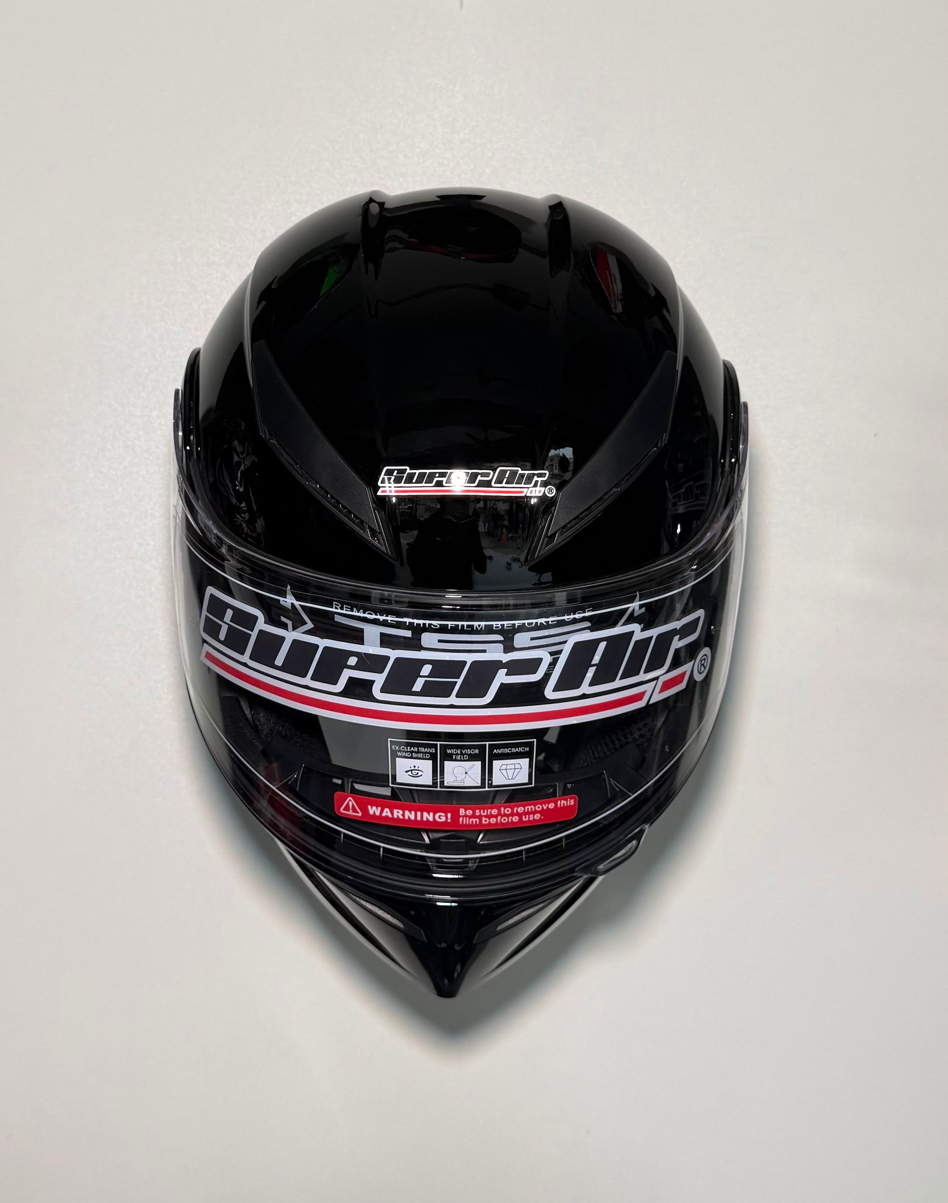 Super Air SP-902 Black helmet front view with Super Air branding