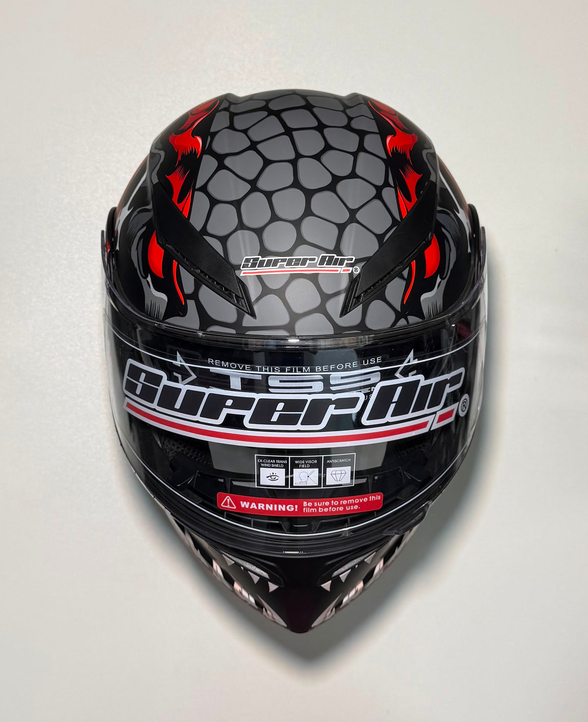Super Air SP-902 Red helmet top angle view