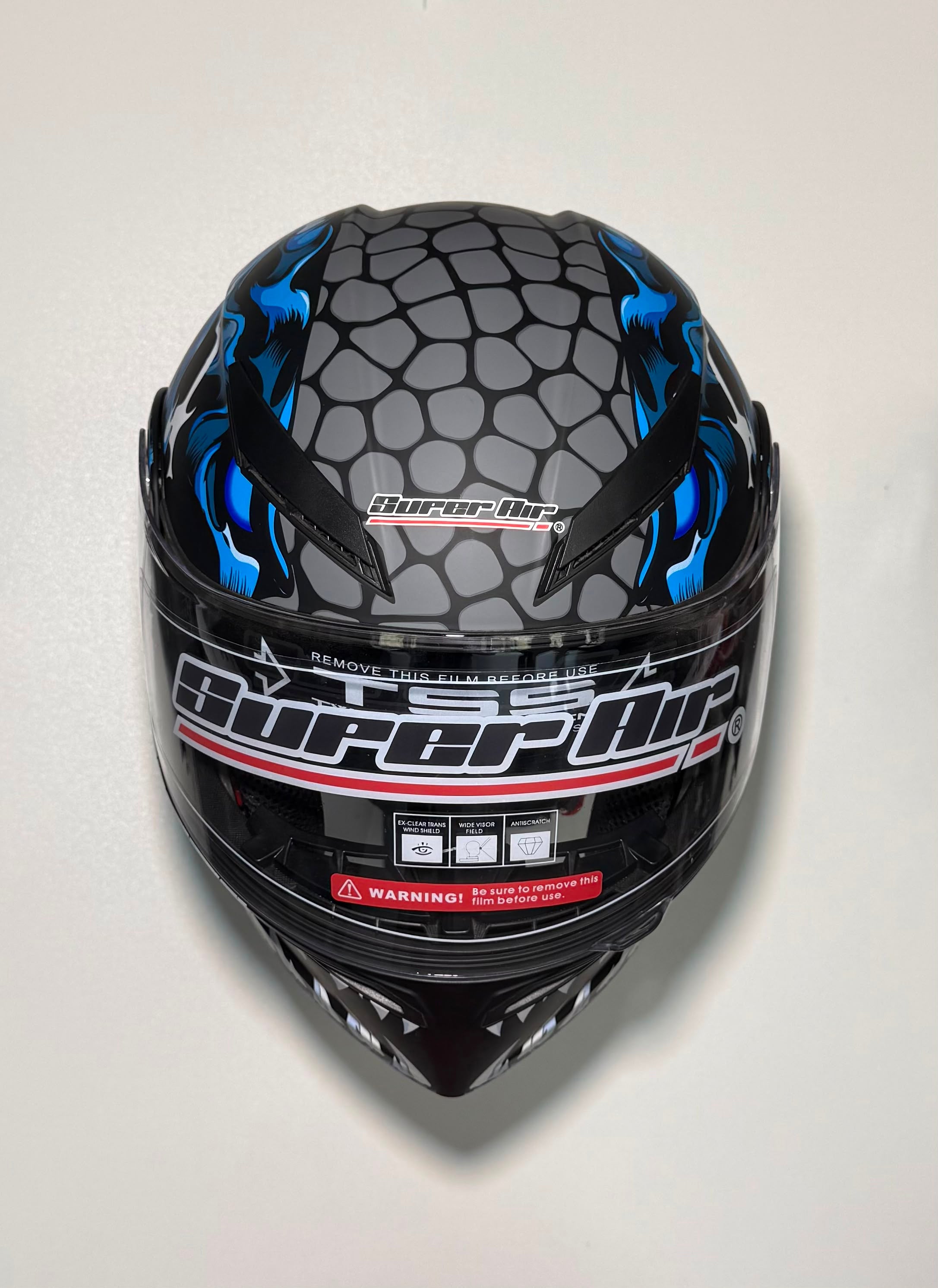 Super Air SP-902 Blue helmet top angle view