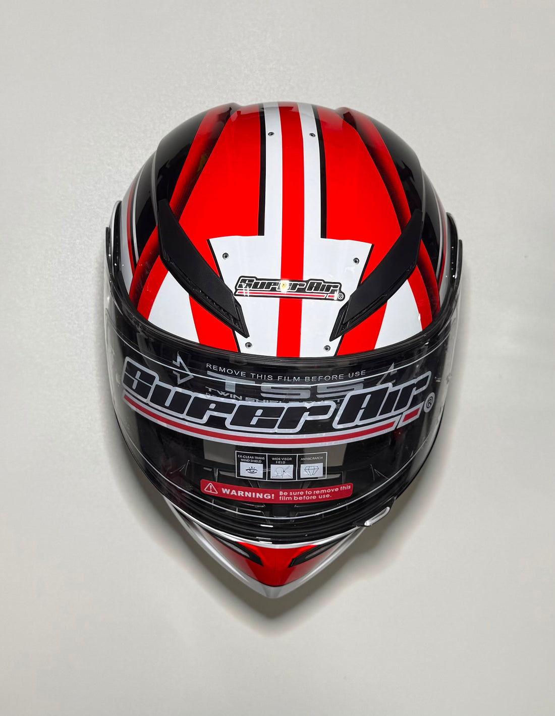 Super Air Sportiva Red helmet side view with visor open