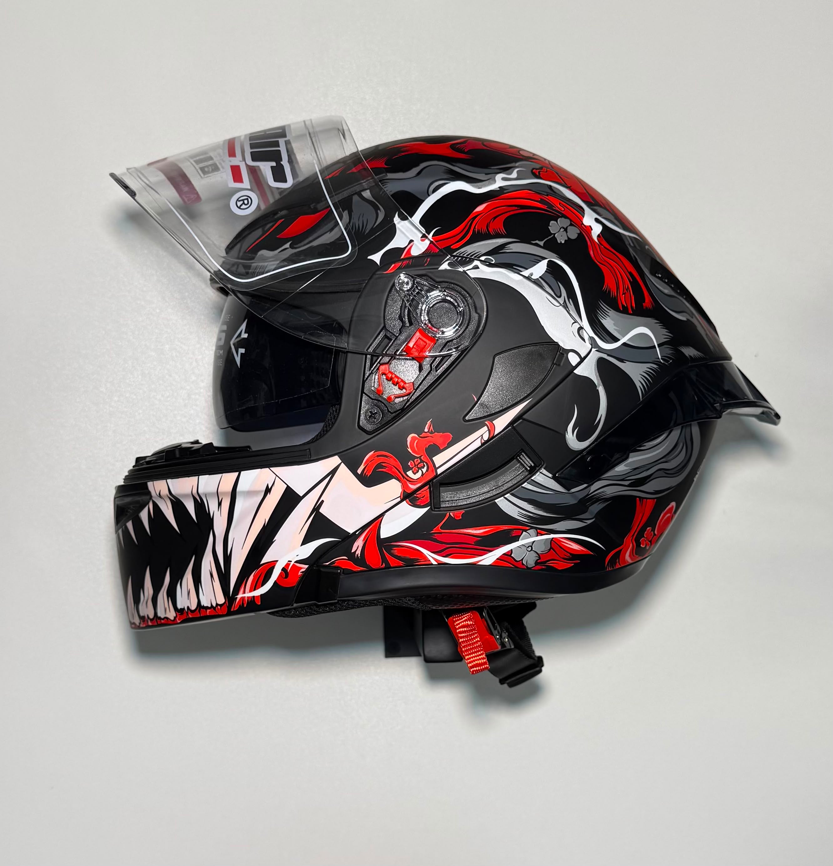 Super Air SP-902 Red helmet side view with open visor