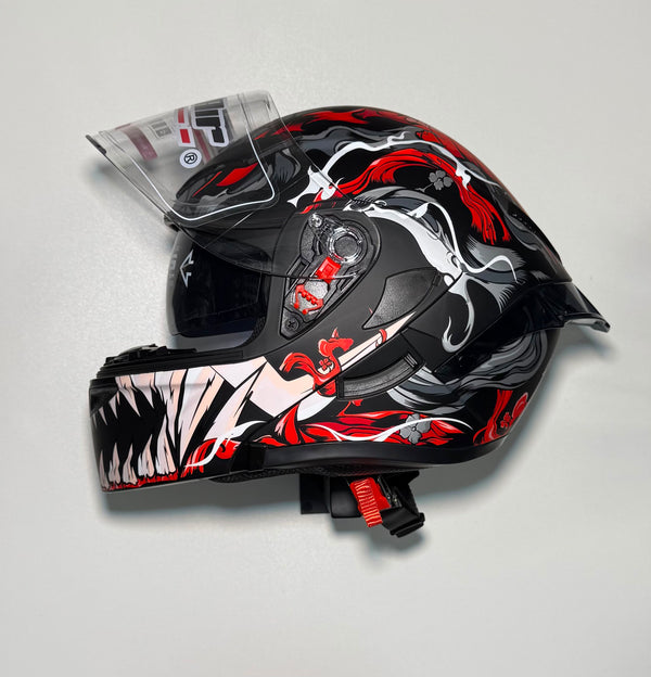Super Air SP-902 Red helmet side view with open visor
