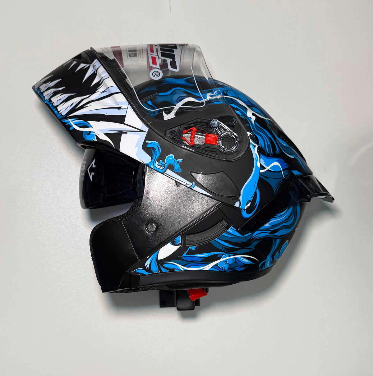 Super Air SP-902 Blue helmet front view with visor