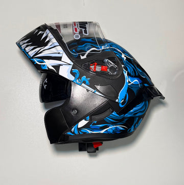 Super Air SP-902 Blue helmet front view with visor