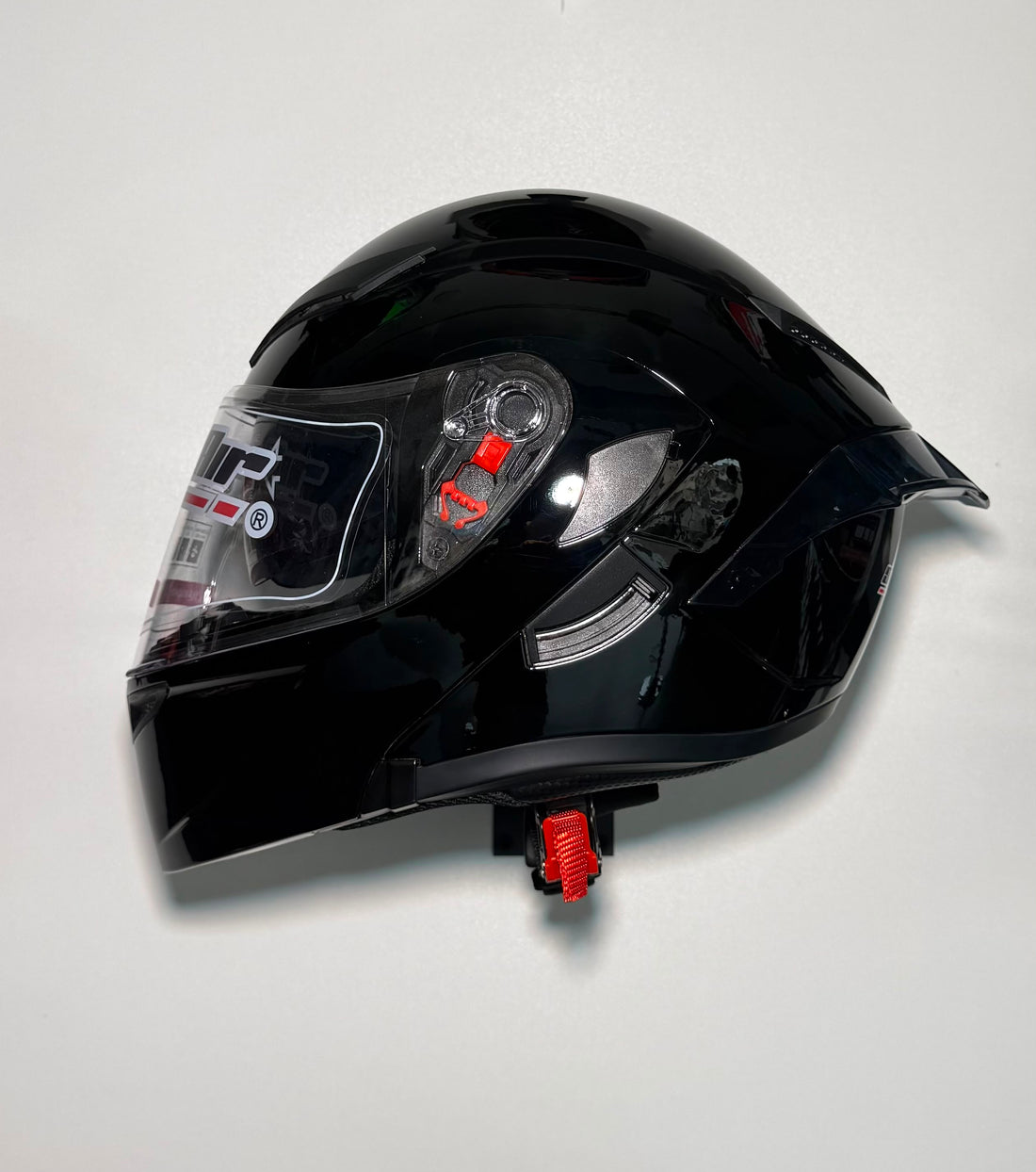 Super Air SP-902 Black helmet side view with open visor