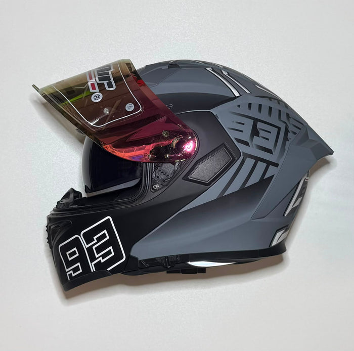 Super Air SP-918 Pro Series Race Performance helmet front view with Super Air branding and iridium visor