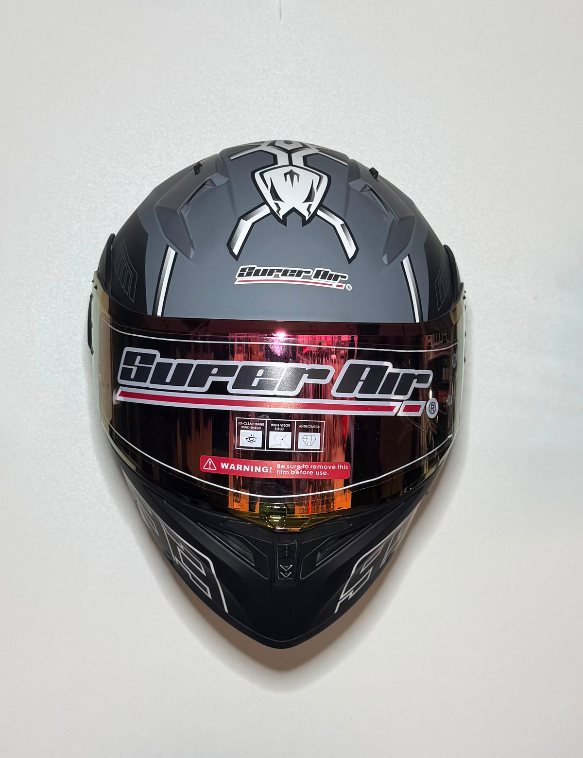 Super Air SP-918 Pro Series Race Performance helmet side view with visor open showing inner shield