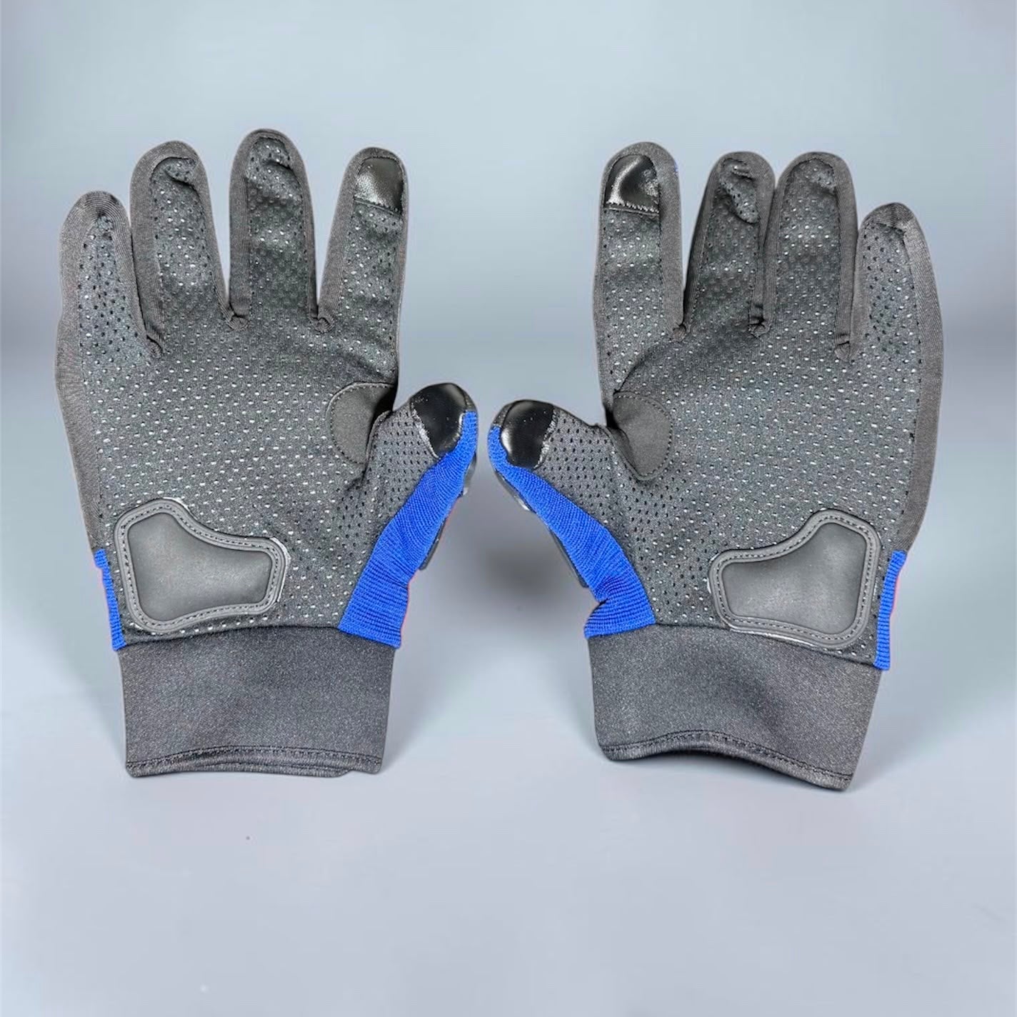 Super Air full motorcycle gloves grey and neon yellow palm view showing perforated grip surface and neon yellow accents