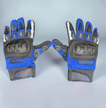 Super Air full motorcycle gloves red and black top view showing hard knuckle protector and Super Air branding