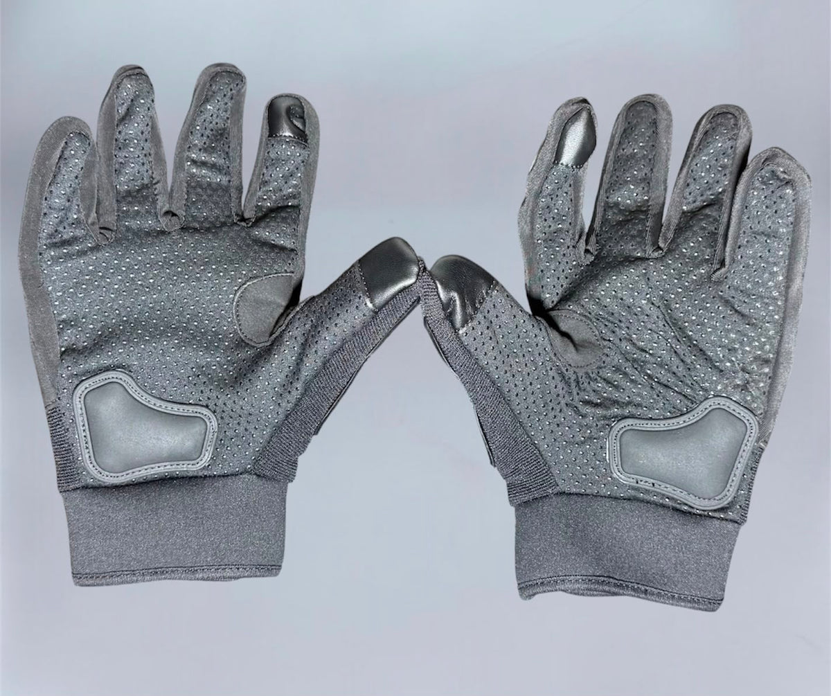 Super Air full motorcycle gloves blue and black palm view showing perforated palm and blue wrist strap accent