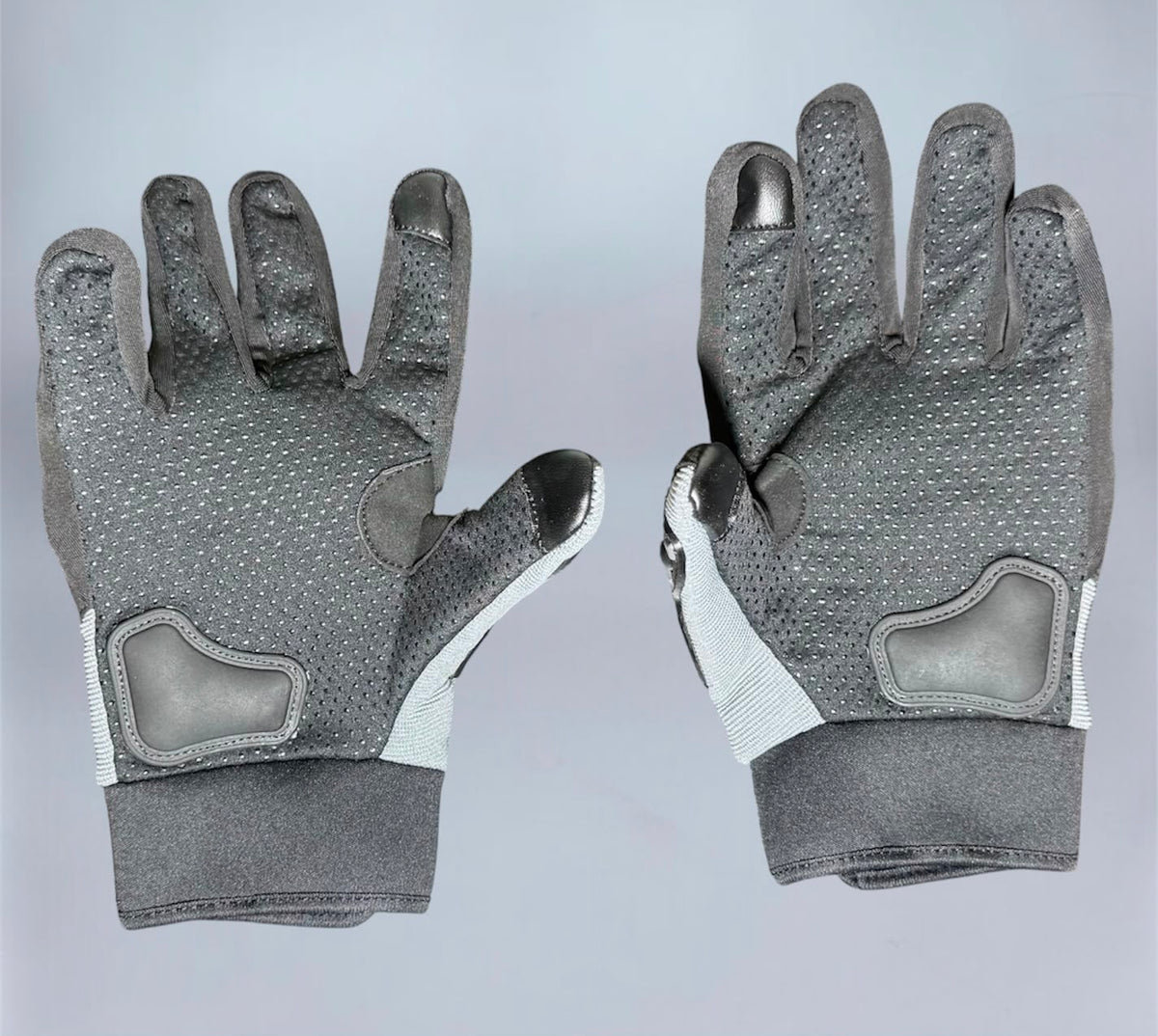 Super Air full motorcycle gloves blue and black top view showing hard knuckle protector and Super Air branding